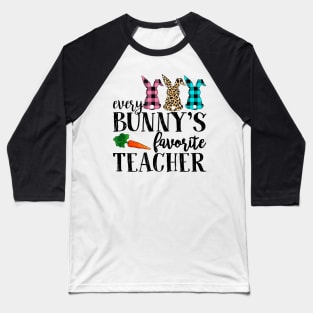 Every Bunny's Favorite Teacher Leopard Buffalo Bunny Happy Easter Day Baseball T-Shirt